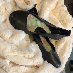 Born size 10 black leather ballerina flat.